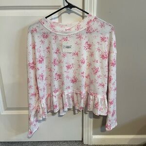 Altar'd State Pink and White Floral Top
